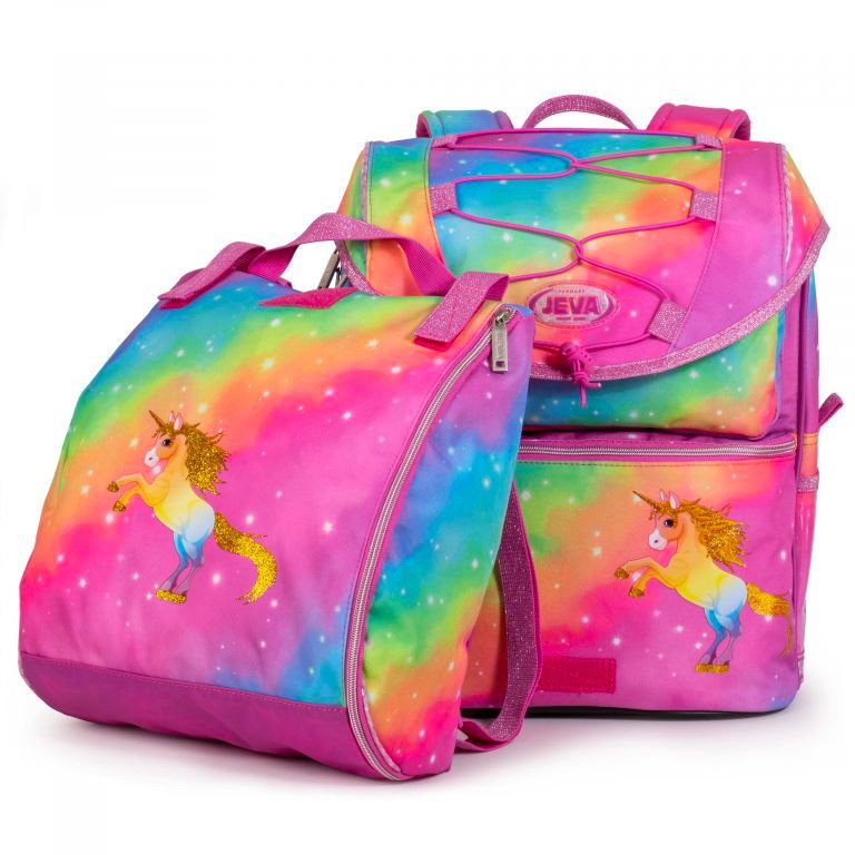 Jeva Intermediate Skoletaske Rainbow Unicorn