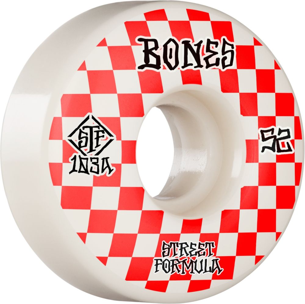 Bones Wheels Skateboard Hjul Patterns STF 103A 52mm White V3 Slims 4-pak