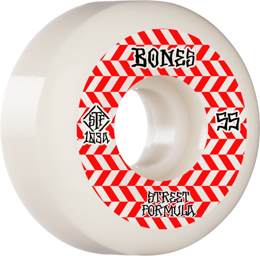 Bones Wheels Skateboard Hjul Patterns STF 103A 55mm White V5 Sidecut 4-pak