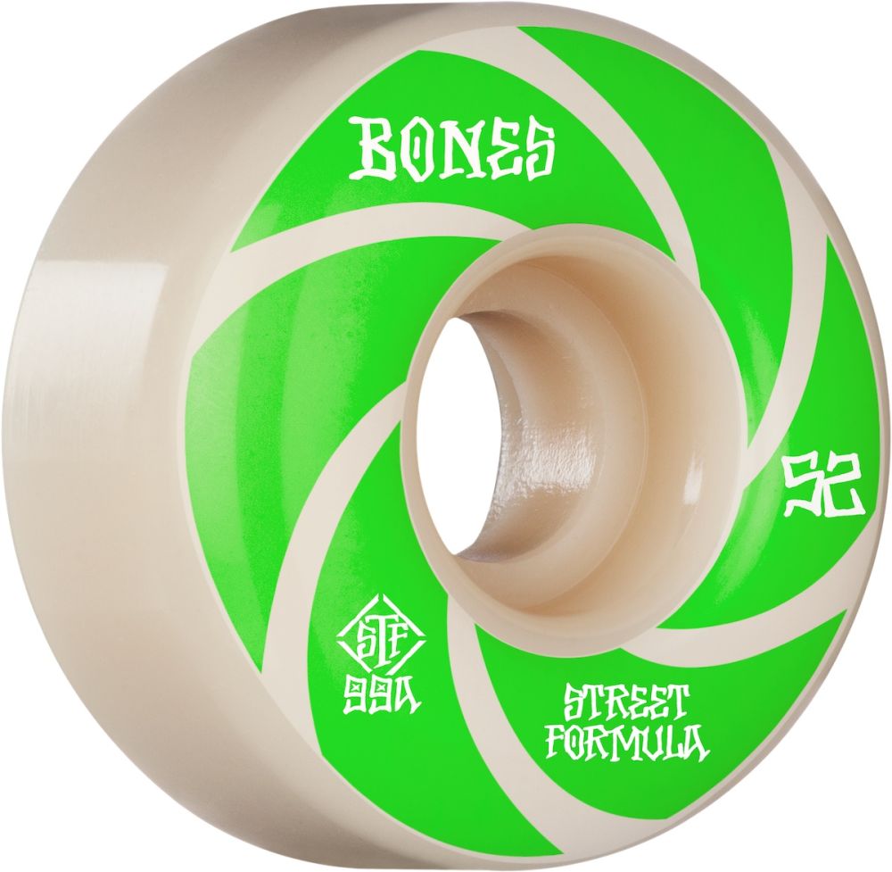 Bones Wheels Skateboard Hjul Patterns STF 99A 52mm White V1 Standard 4-pak