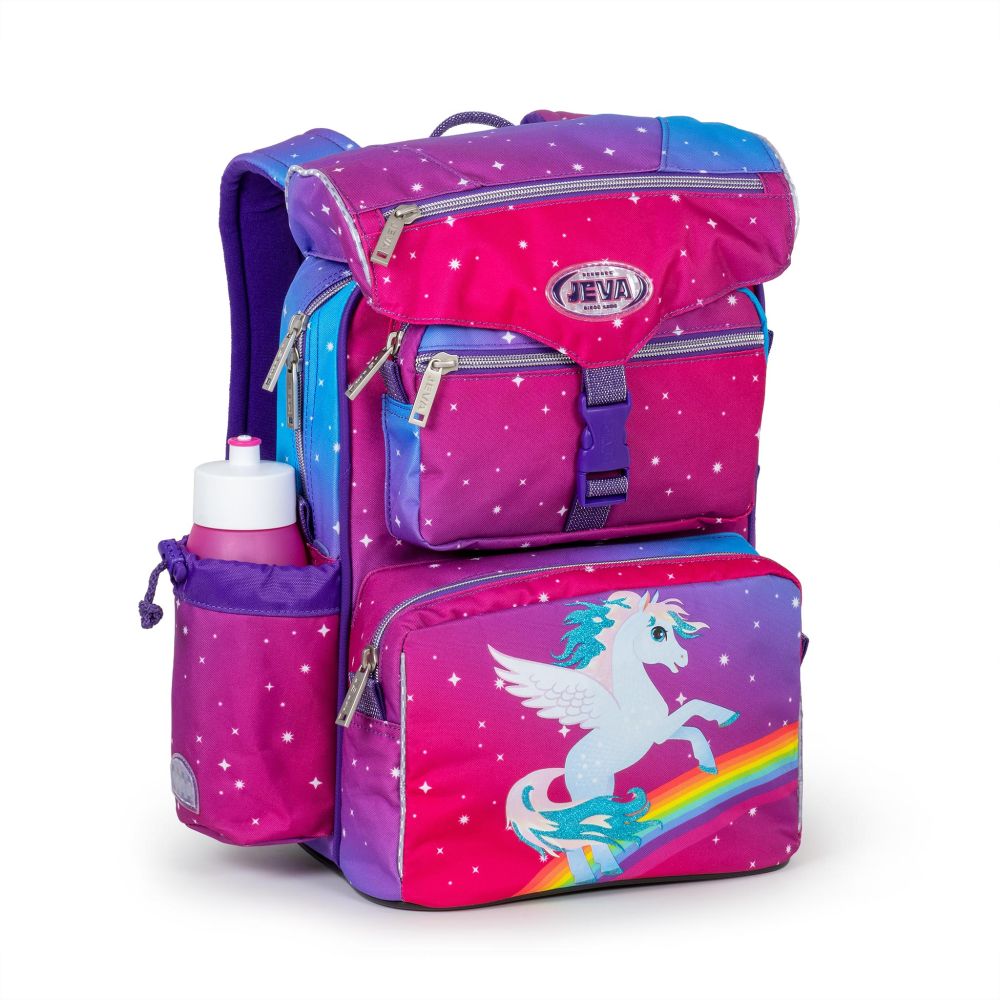 Jeva Beginners Skoletaske Rainbow Pegasus- Inkl. Gratis Gymnastikpose & Drikkedunk