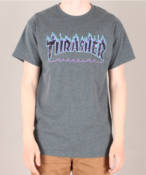 Thrasher Flame Kortærmet T-Shirt Mørk Grå melange