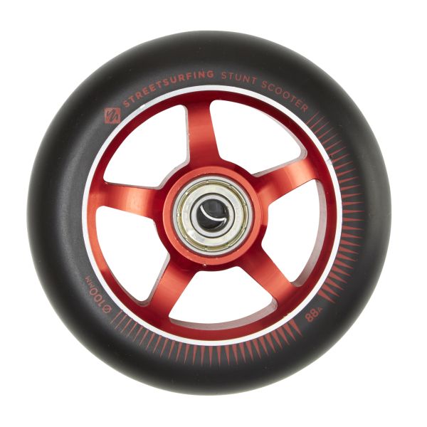 Streetsurfing 100 mm Aluminiums Wheel. Black Red