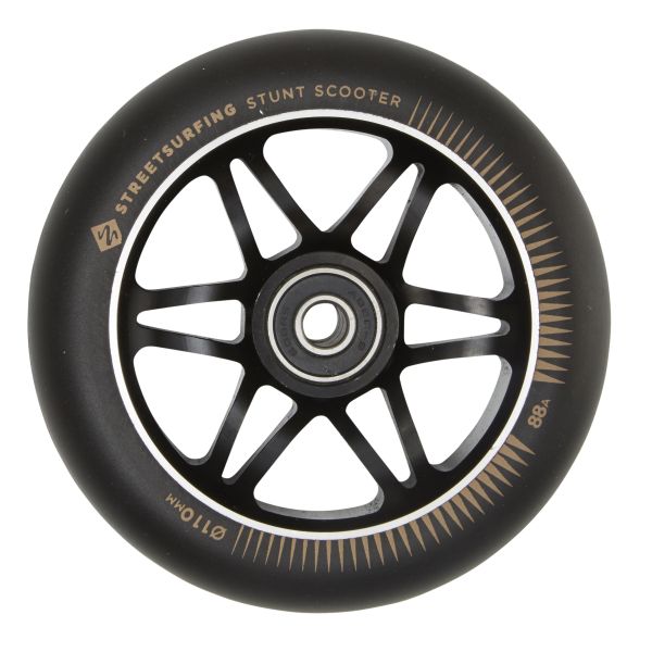 Streetsurfing 110 mm. Aluminiums Hjul Black Gold Line 2-pak