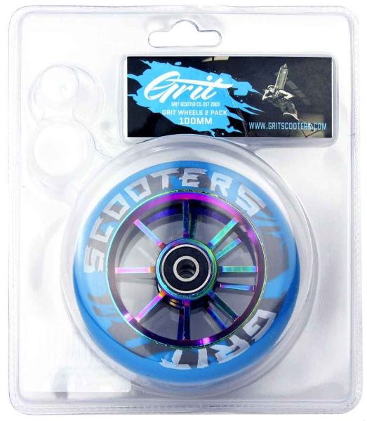 GRIT 100mm Scooter Wheel Alu Blue/Neochrome 2-pack