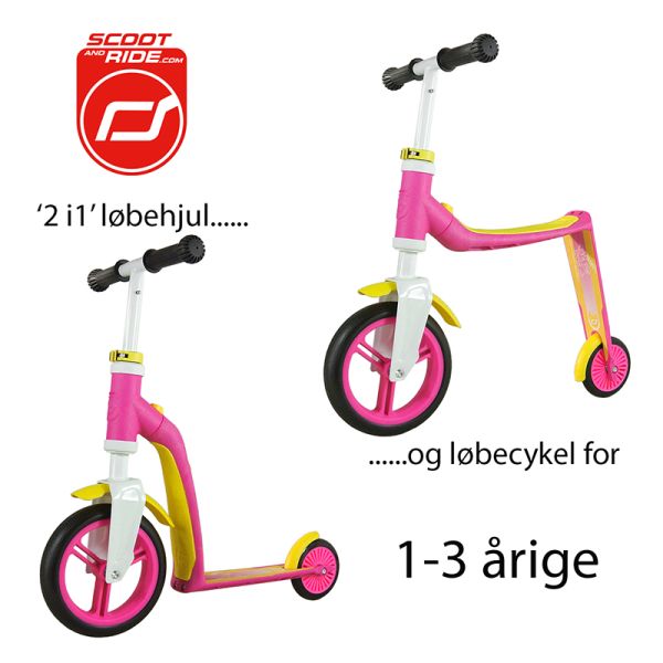 Scoot & Ride Highwaybaby 2 in 1, Scooter and Balance Bike Pink/Yellow