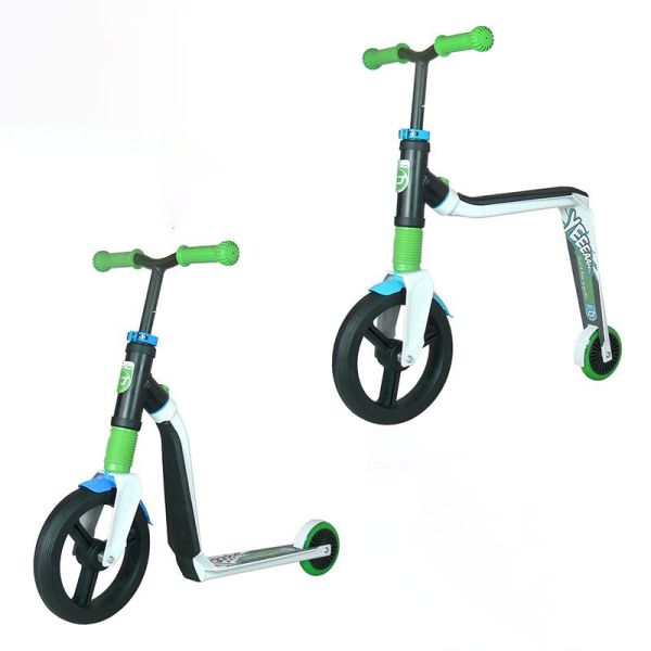 Scoot & Ride Highway Freak 2 in 1, Scooter and Balance Bike White/Green/Blue