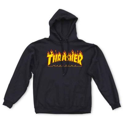 Thrasher Flame Logo Hættetrøje Sort